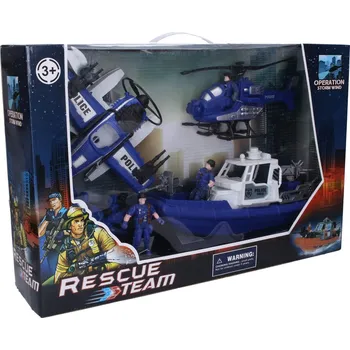 autíčko Wiky W013365 Rescue Team policejní set s figurkami člun 33 cm