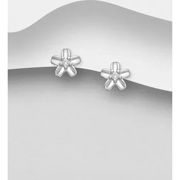 Náušnice Náušnice stříbro 925 Flower, Květinka, zdobené CZ simulovaným diamantem