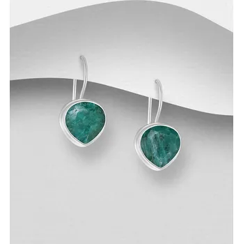 Náušnice Náušnice ze stříbra 925, zdobené zeleným Achátem ve tvaru kapek