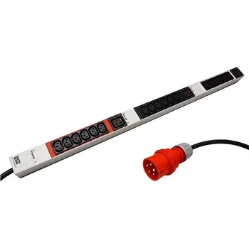 Elektrická zásuvka Bachmann Vertikální napájecí panel 18 × zásuvka C13 + 3 × C19, 3 m, vidlice 3 × 16 A (800.0104)