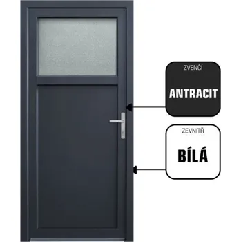 Vchodové dveře CanDo Dveře vchodové vedlejší plastové DRAVA, bílá/antracit, levé, 98x208cm