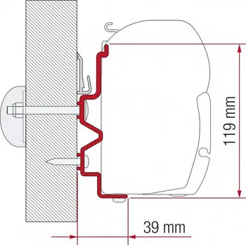 Markýza Adaptér na uchycení markýzy Fiamma F45 delky 450 cm na stěnu Rapido Serie 9/10 (2011-)