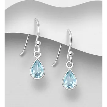 Náušnice Stříbrné náušnice s háčkem 925 zdobené topazy ve tvaru kapky