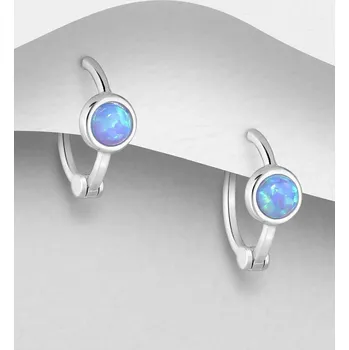 Náušnice Kruhové náušnice ze stříbra 925, zdobené opálem vytvořeným v laboratoři