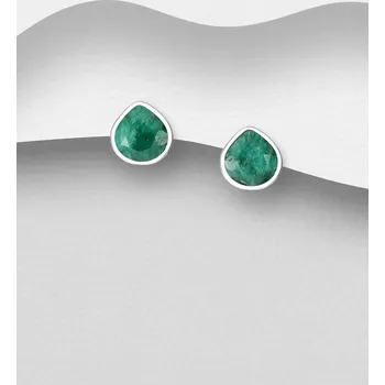 Náušnice Náušnice ze stříbra 925, zdobené Zeleným Achátem ve tvaru kapky