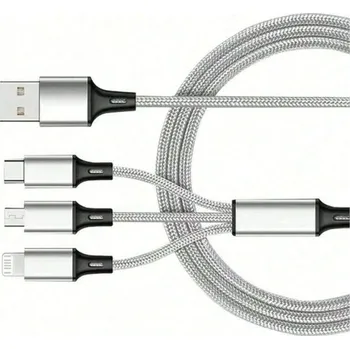 Příslušenství ke karavanu Kabel nabíjecí univerzální 3 v 1, 2 A, 1,2 m, nylonový opletený