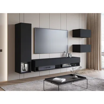 Obývací stěna Nábytek do obývacího pokoje Wikez, Barva: černý grafit, Osvětlení: bez osvětlení MIRJAN 5903211380112