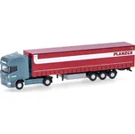 Scania R TL G.SZ. Planzer 1:160 - Herpa Scania R low-loader curtain canvas semitrailer "Planzer" - sběratelský model 1/160