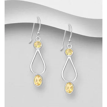 Náušnice Náušnice s háčkem ze stříbra 925, zdobené Citrínem