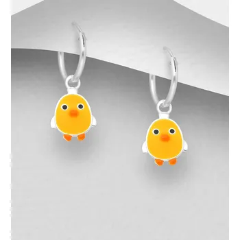 Náušnice Náušnice ze stříbra 925 ve tvaru kuřátka, zdobené barevným smaltem