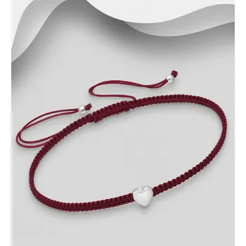 Náramek Červený náramek s nastavitelným závitem se srdcem ze stříbra 925