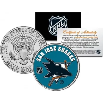 Merrick Mint SAN JOSE SHARKS NHL Hockey JFK Kennedy Half Dollar americká mince - oficiálně licencovaná