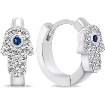 Náušnice Brilio Silver Moderní stříbrné kruhové náušnice Hamsa EA667W (Ag 925/1000, 2,6 g)