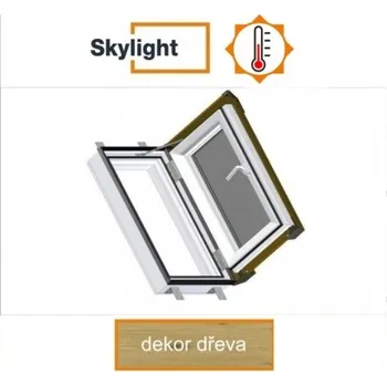 střešní výlez DOBROPLAST - SKYLIGHT LOFT PREMIUM plastový střešní výlez PVC dezén dřeva 5/7 - 55/78cm