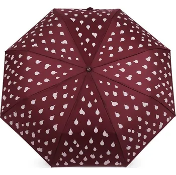 Dámský skládací vystřelovací deštník kapky kouzelný - 1 bordó sv.