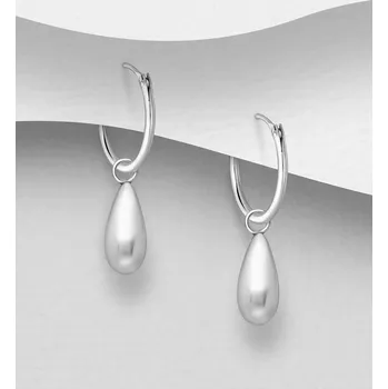 Náušnice Stříbrné náušnice 925 Hoop And Drop charm