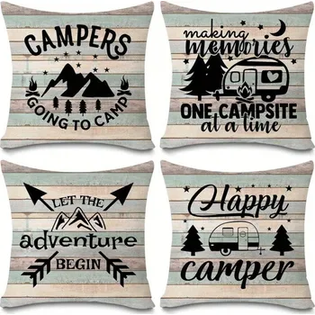 Příslušenství ke karavanu Sada povlaků na polštáře Happy Campers, 4ks