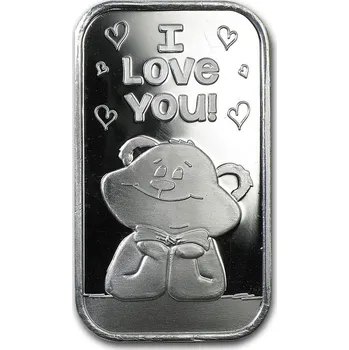 1 oz stříbrný slitek - Miluji tě medvěda