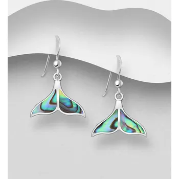 Náušnice Stříbrné náušnice (925 ) z velrybím ocasem 925 zdobené mušlí