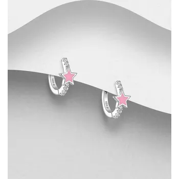 Náušnice Stříbrné kruhové náušnice (925), zdobené simulovanými diamanty a barevným smaltem Star