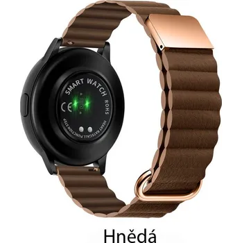 Magnetický Kožený Pásek Na Garmin Venu 2 Plus / Sq - Řemínek 20 Mm Barva: Hnědá