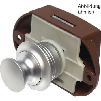 Příslušenství ke karavanu Zamykací systém Push Lock kulatý oboustranný pro skříně a šuplíky 1 ks matná stříbrná