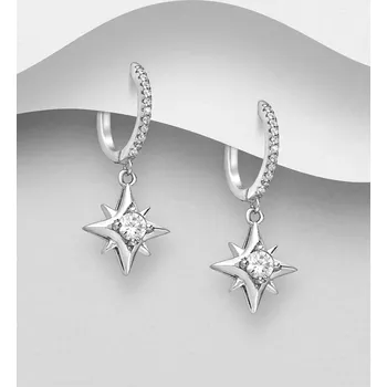 Náušnice Stříbrné kruhové náušnice 925 Star, zdobené CZ simulovanými diamanty