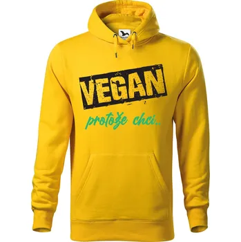Pánská mikina DOBRÝ TRIKO Pánská mikina s potiskem Vegan, protože chci Velikost pánské mikiny: M, Barva: Žlutá