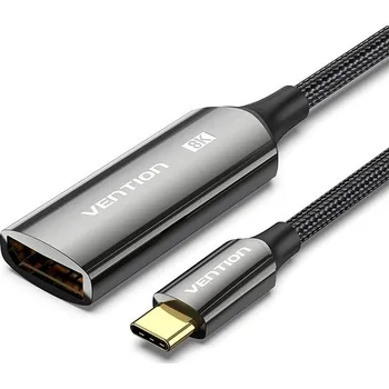Kabel Vention Cotton Braided USB-C to DP 8K Converter 0.25M Black Zinc Alloy Type