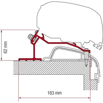 Příslušenství ke karavanu Adaptér Hobby Premium & Ontour na uchycení markýzy Fiamma F65 a F80 na střechu karavanu (2012-)