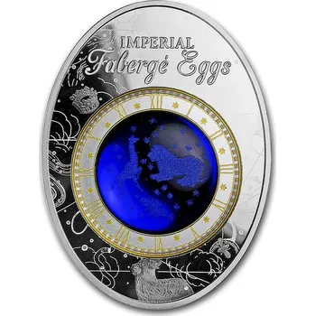 Niue Island Mince-2018 Niue Faberge Vejce modrá Tsarevich souhvězdí 1.8 oz