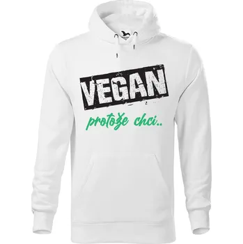 Pánská mikina DOBRÝ TRIKO Pánská mikina s potiskem Vegan, protože chci Velikost pánské mikiny: S, Barva: Bílá