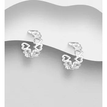 Náušnice Stříbrné náušnice ze stříbra 925 ve tvaru kruhu ze srdíček