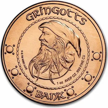 Harry Potter 1 oz měděná mince: Gringotts Knut Round