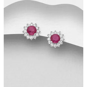 Náušnice La Preciada - Stříbrné 925 Push Back náušnice, zdobené Rubíny a CZ simulovanými diamanty