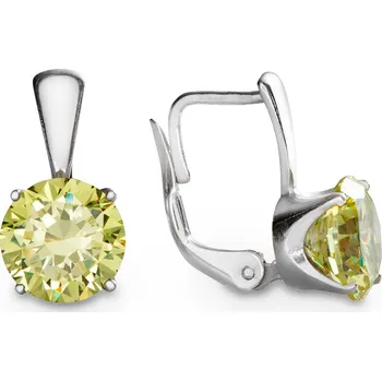 Náušnice Stříbrné náušnice se světle zelenými zirkony