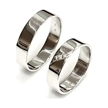 Prsten Ráj snubních prstenů | Velmi oblíbené široké snubní prsteny z bílého zlata - skladem - 4676