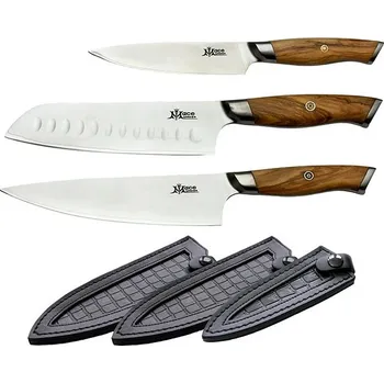 Kuchyňský nůž MaceMaker VENICE SanMai Kuchyňské nože s koženým pouzdrem set 3 ks