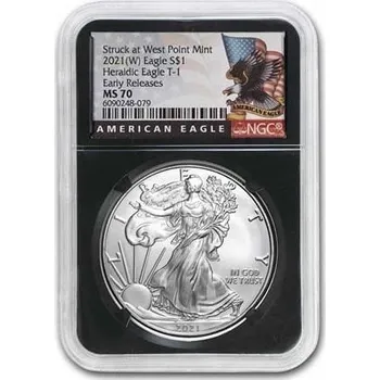 UNITED STATES MINT Stříbrná mince Silver Eagle Orel (typ 1) MS-70 NGC 2021 USA