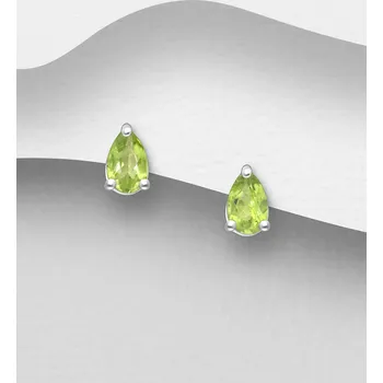 Náušnice Napínací náušnice ze stříbra 925, zdobené Peridotem ve tvaru kapky