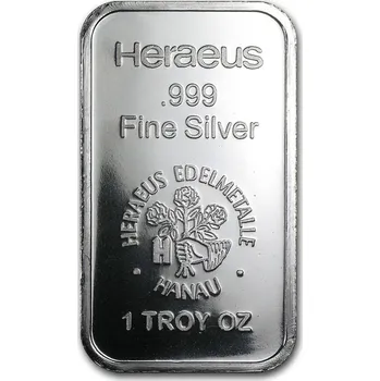 Argor Heraeus SA Stříbrný slitek Heraeus (Hanau, Německo, s květinou)