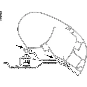 Markýza Adaptér na uchycení markýzy Dometic PR2000 a PR2500 delky 375 cm na střechu Citröen Jumper/Fiat Ducato/Peugeot Boxer H2 (2007-)