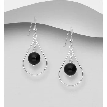 Náušnice Náušnice s háčkem ze stříbra 925, zdobené Černým Onyxem