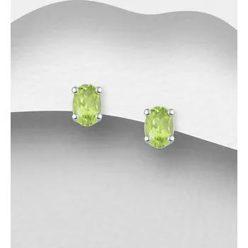Náušnice Napínací náušnice ze stříbra 925, zdobené Peridotem ve tvaru oválu