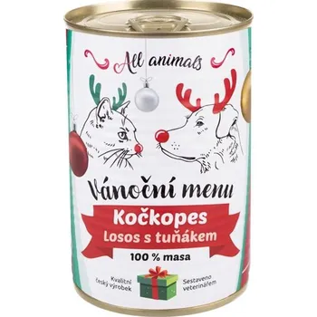 Krmivo pro kočku All Animals Kočkopes vánoční menu losos s tuňákem 400 g