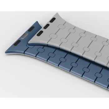 Silikonový Magnetický Pásek Na Apple Watch 42/44/45/49 Barva: Modro-Šedá