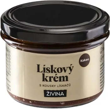 Živina Lískový krém s kakaem a kousky lískáčů, slazený datlovým sirupem, 220 g