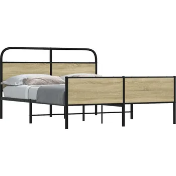 Postel vidaXL Kovový rám postele bez matrace 150 x 200 cm [3318678] Barva: dub sonoma