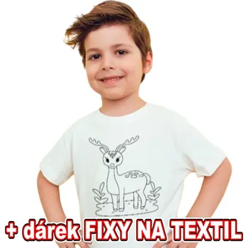 omalovánky Dětské tričko k vymalování - Srneček + 6ks Fixy na textil