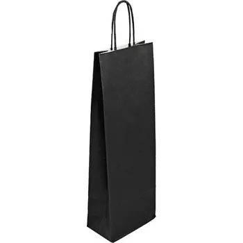 Dárková taška AFIN Dárková papírová taška na víno 14x8x39 cm pro jednu láhev 0,75 l sulfát černá